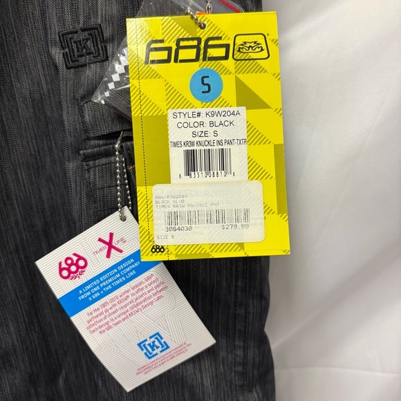 686 Times Kr3w Knuckle Insulated Pants NWT Mens Small Black Snowboard Ski Winter - Picture 8 of 8